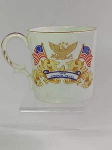 Tazza da tè AYNSLEY, bandiera americana, George Washington, Bone China, Made in England - Foto 1 di 11