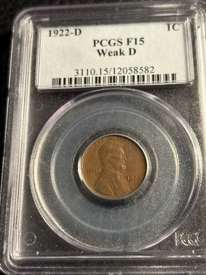 1922-D PCGS Lincoln Cent F15 Weak D - Image 1 of 2