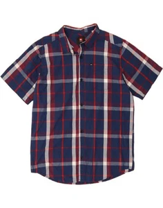 QUIKSILVER Mens Short Sleeve Shirt XL Navy Blue Check Cotton CM11 - Picture 1 of 3
