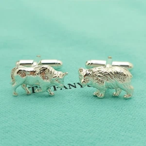 Gemelli Tiffany & Co. in argento sterling toro e orso Wall Street - Foto 1 di 5