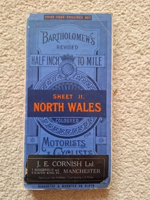 Antiguo mapa revisado de media pulgada de Bartolomé - norte de Gales. Hermoso ejemplo. Foto 1 de 4
