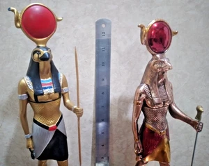 2x 13 Inch Egyptian antique God Amun Ra- HORUS with Sun disk - Heavy Stone - Picture 1 of 21