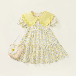Baby Girls Floral Summer Dress with Doll Collar and Shoulder Bag 1-8 Years Old - Picture 1 of 18