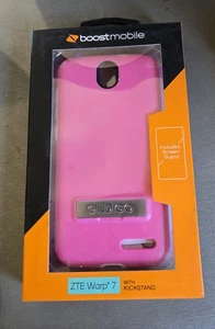 ZTE Warp 7 Phone Case w/ Screen Guard and Kickstand - Pink Boost / Ondigo - Picture 1 of 3