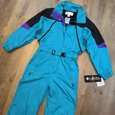 Columbia Ski Suit Womens One Piece Snowsuit Snow Bib Waterproof Vtg NOS Large - Image 1 of 4