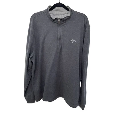 Callaway Golf Hombres XL 1/4 Cremallera Pullover Manga Larga Gris Suéter Sudadera Activa Foto 1 de 4