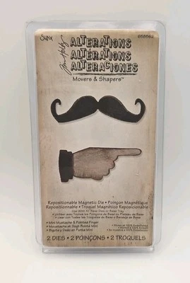 Sizzix Tim Holtz ALTERATIONS Movers & Shapers Mini Mustache & Pointer Finger NEW - Image 1 of 2
