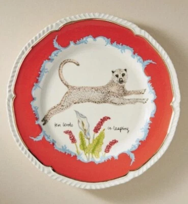 NUEVO CON ETIQUETAS Anthropologie Lou Rota 12 Días de Navidad 10 Señores Un Plato de Postre Saltando Foto 1 de 3