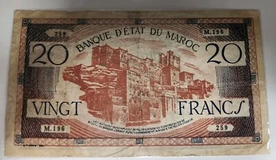 1943 MOROCCO 20 FRANC NOTE - Image 1 of 4