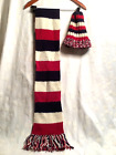 Warm Winter Red White&Blue Matching Hat&Scarf Hat Open For Hair Top Knot! New!
