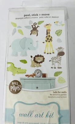 Wall Pops! Calcomanía adhesiva para niños habitación safari amigos elefante mono animales  Foto 1 de 4