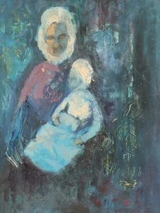 Vintage original oil painting abstract portrait - Picture 1 of 14