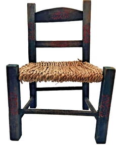 Child's Shaker Style Chair Wood Ladder Back Woven Seat Mid Century Vtg - Picture 1 of 14
