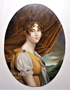 Ölgemälde auf Kupfer Hortense Bonaparte handgemalt ca 1830 ☀️☀️☀️☀️ - Bild 1 von 6