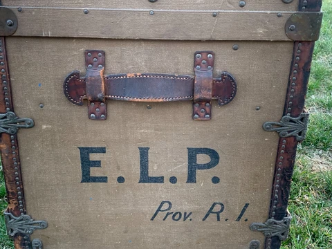 RARE 1800'S E.L.P. PROVIDENCE, R.I. STEAMER TRUNK MADE BY T & W BRECK TRUNK CO Cover