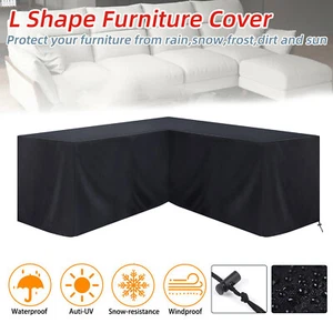 L-Shaped Garden Furniture Cover Waterproof Outdoor Sun Rain Dust UV Protector - Picture 1 of 10