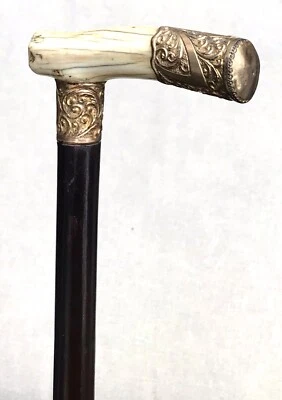 Bastón antiguo de madera dura relleno de oro antiguo bastón antiguo Foto 1 de 4