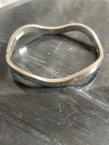 Vintage Sterling Silber 925 gewelltes Armreif Armband, Mid Century Modern MCM, 24,7 G - Bild 1 von 9