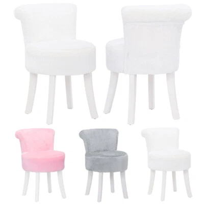 Faux Fur Plush Accent Makeup Vanity Chair Women Girls Dressing Bedroom Stool - Image 1 of 4