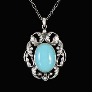 Georg Jensen. Sterling Silver Pendant #73 with Chalcedony - Limited Edition.