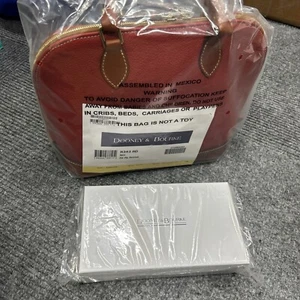 Dooney & Bourke Pebble Leather Zip Zip Satchel Red With Matching Fold Wallet! - Picture 1 of 9