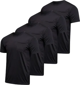 Real Essentials 4 Pack: Men'S Dry-Fit Short Sleeve Pocket Crew Performance Athle - Picture 1 of 5