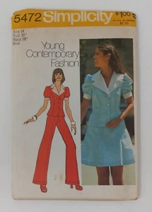 Simplicity 1972 Sewing Pattern #5472 Dress Pantsuit Size 14 Bust 36 Hip 38 Uncut - Picture 1 of 2
