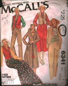 6341 Vintage McCalls SEWING Pattern Jacket Vest Skirt Pants 10 - Picture 1 of 2