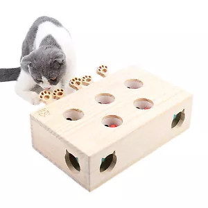 Pet Cat Toy Interactive Whack-a-mole Toys Indoor Solid Wooden Hunting Whack Toy - Picture 1 of 9