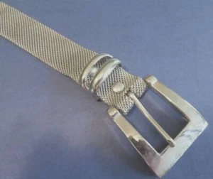 Vintage 90er Jahre SILBERFARBENER NETZ Kette Mode GÜRTEL Gr. M/L 37" Metall - Bild 1 von 4
