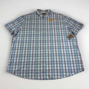 Foundry Supply Shirt Mens 4XLT Blue Tartan Short Sleeve Button Up Preppy Casual - Picture 1 of 6