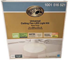 Hampton Bay Universal 11" White Finish Warm/Bright LED Ceiling Fan Light Kit