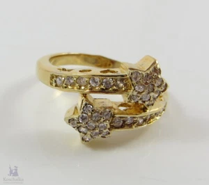 Anello vintage in zirconi stelle in argento 925 dorato, taglia 62 (E2736) - Foto 1 di 5