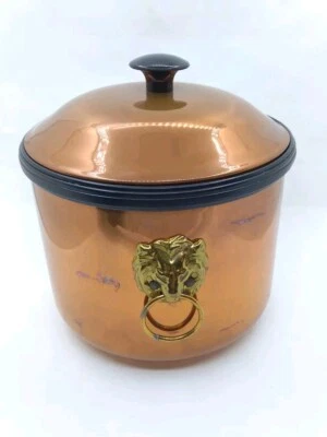 MCM Único De Colección Coppercraft Guild Cubo de Hielo de Cobre Latón Cabeza de León Manijas LEER Foto 1 de 4