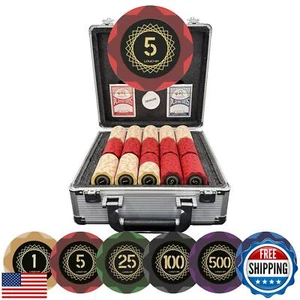Juego de póquer de arcilla LOYCHIP con fichas numeradas 600 piezas para juego de mesa de cartas, 14 g W - Imagen 1 de 5