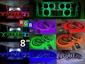 Set of 8in Remote Bluetooth RGB Color Change LED Subs Audio Speaker Rings Lights - Picture 1 of 47