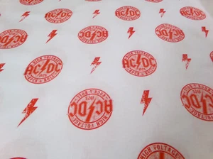 ACDC Whitewash Fabric.  2019 High Voltage Rock & Roll. CP71222. 34 x 44. A25-466 - Picture 1 of 6