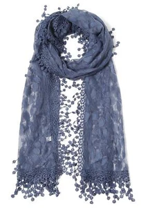 Women's lightweight Feminine lace teardrop fringe Lace Scarf Vintage Scarf Me... - Picture 1 of 7