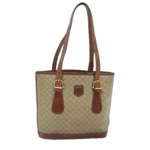 CELINE Macadam Canvas Tote Bag PVC Leather Beige Auth 90587 - Picture 1 of 23