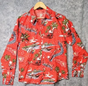 SSLR Mens Hawaiian Shirt Size SMALL L/S Christmas Cruise Santa NWT - Picture 1 of 10