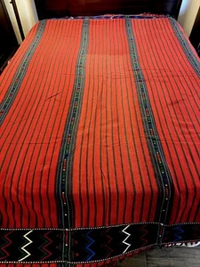Zaculpa Guatemalan Red Cotton Bedspread Tapestry size Queen - Picture 1 of 8