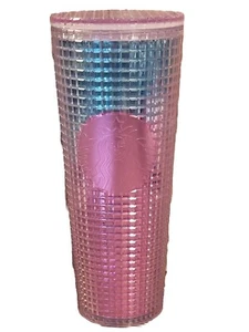 Starbucks Summer 2021 - Pink and Teal 24 oz Grid Cold Cup (Tumbler) - NEW No Str - Picture 1 of 7