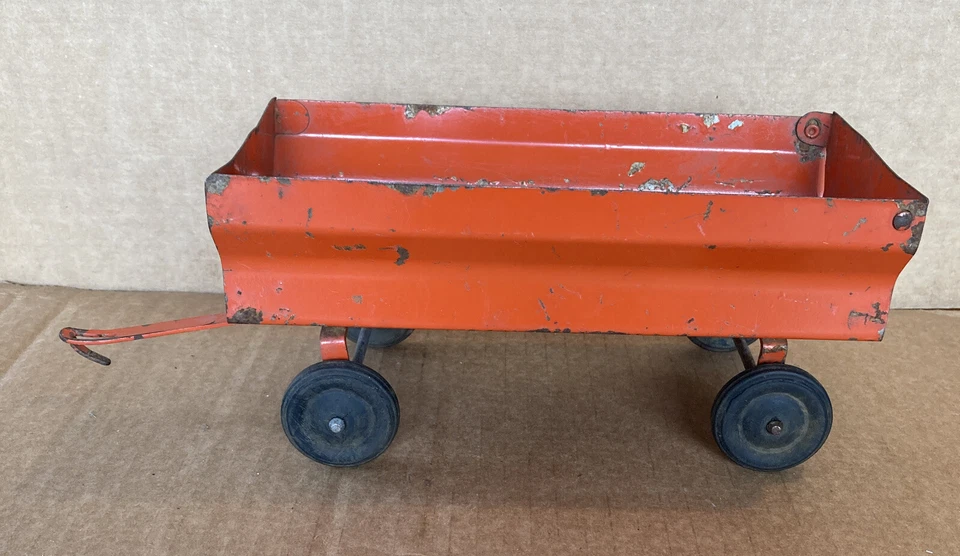VHTF Vintage Allis Chalmers Farm Utility Barge Wagon Flare Box Orange - Image 1 of 4