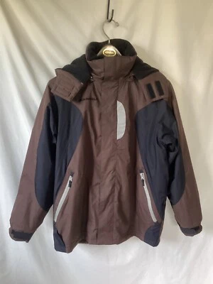 Jaqueta casaco de esqui snowboard feminina SNOZU marrom/preto com capuz tamanho grande - Imagem 1 de 4