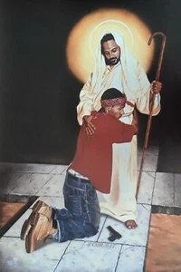 Impresión negra afroamericana de Jesús Misericordioso 8x10 lista para ser enmarcada - Imagen 1 de 1