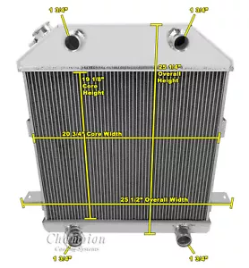 Cold Champion 3 Row Radiator Flathead Configuration for 1939 - 1941 Ford Deluxe - Foto 1 di 7