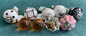 9 Assorted Round Acrylic / Ceramic Drawer Knobs Pulls Cabinet NEW 2.5" x 1.5" - Picture 1 of 8