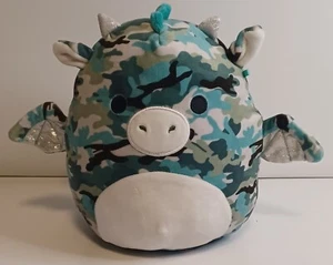 Squishmallow Keanu Camo Dragon 8" Plush Stuffed Animal Soft Camouflage Toy Teal - Picture 1 of 8
