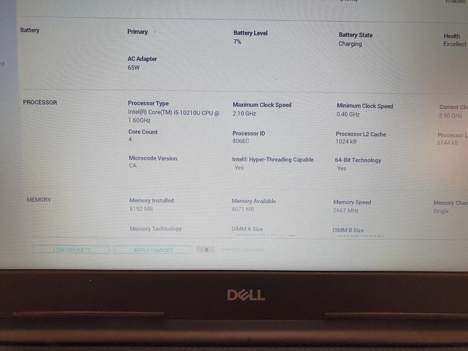 Dell vostro 3590 i5-10210 @ 1.6GHz 8GB DDR4 Ram NO HDD Grade D EE2203 - Image 1 of 4