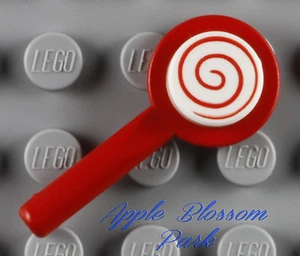 NUEVO Lego Minifigura Caramelo PIRULETA ROJA - Amigos Blanco con Azulejo Remolino Cocina Comida  - Imagen 1 de 2